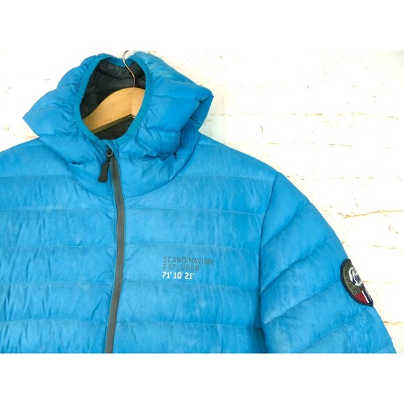 Scandinavian Explorer Down Jacket Women S Blue Ultra Light Quilted Puffer Hoodie - Picture 4 of 14